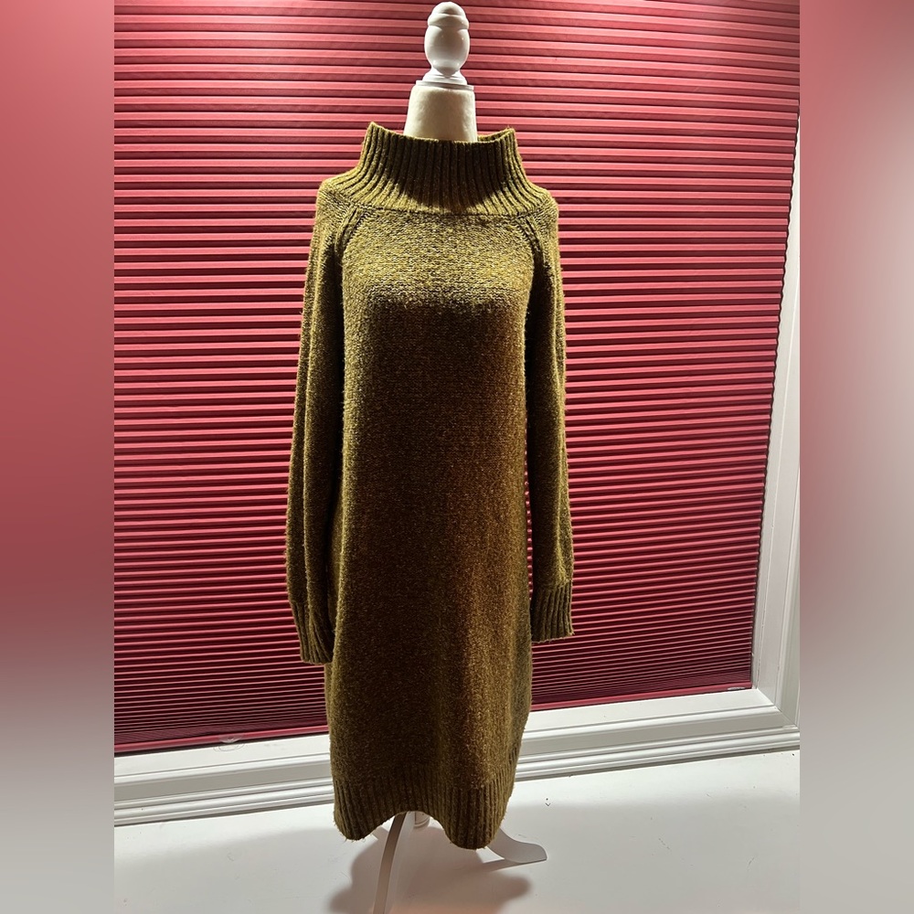 H&M Olive Turtleneck Sweater Dress